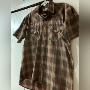 Casual Brown Plaid Button Down Shirt